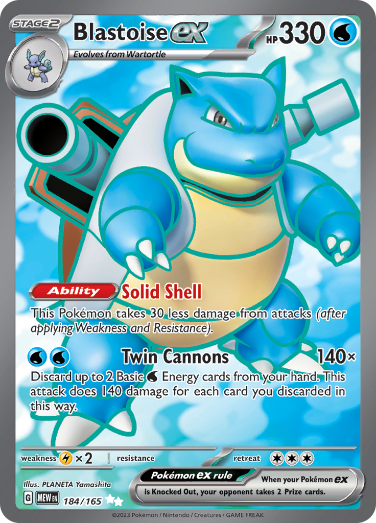 Blastoise ex (184/165) [Scarlet & Violet 151] | Dragon's Lair Comics and Fantasy Houston TX