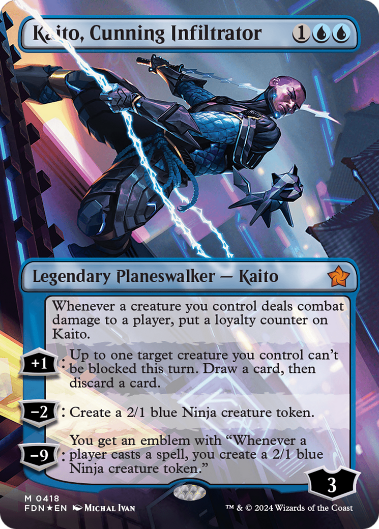 Kaito, Cunning Infiltrator (Borderless) (Mana Foil) [Foundations] | Dragon's Lair Comics and Fantasy Houston TX