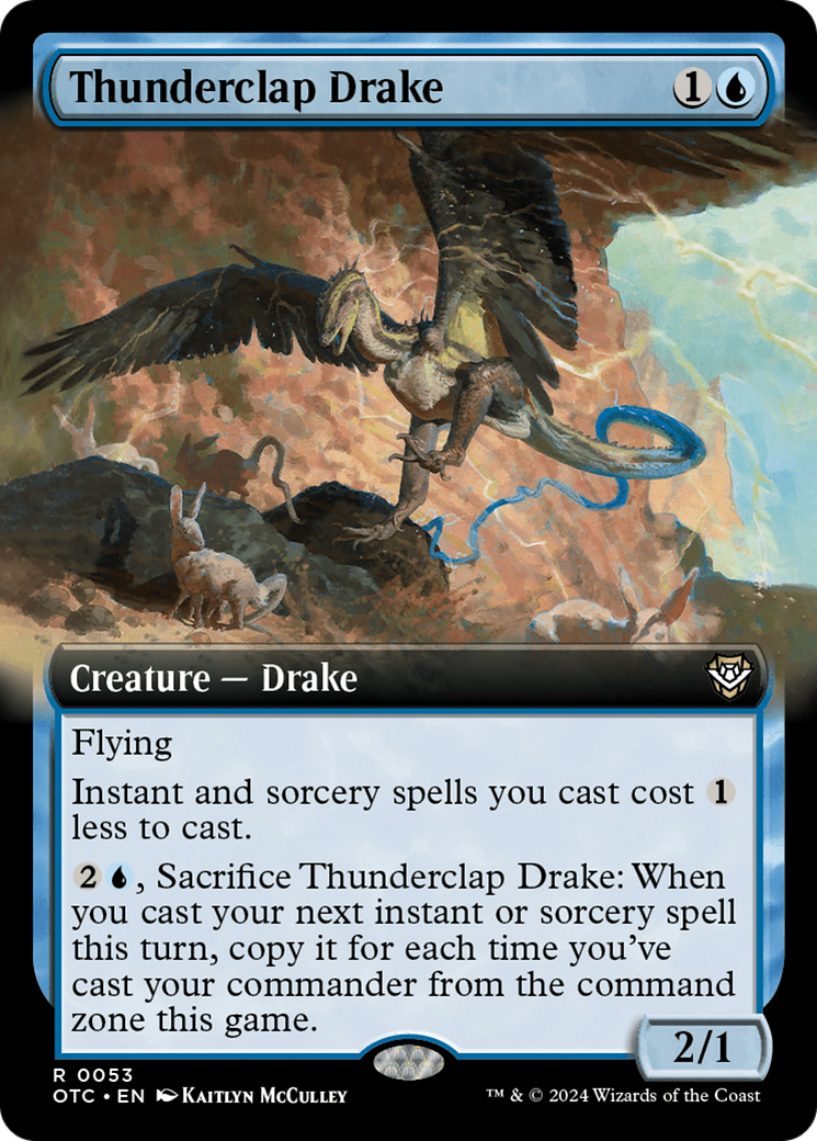 Thunderclap Drake (Extended Art) [Outlaws of Thunder Junction Commander] | Dragon's Lair Comics and Fantasy Houston TX