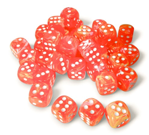 Chessex Festive: 12mm d6 Dahlia/white Dice Block (36 dice) | Dragon's Lair Comics and Fantasy Houston TX