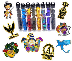 HYMGHO - Mystery Pack of One 10mm mini dice set and 1 enamel pin | Dragon's Lair Comics and Fantasy Houston TX