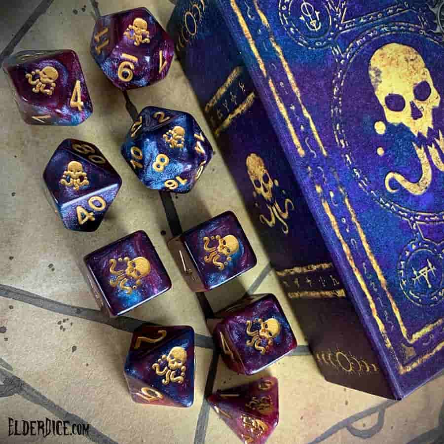 Elder Dice: Yog-Sothoth Poly 7 Set Nebula - Deep Space and Gold | Odin's Place