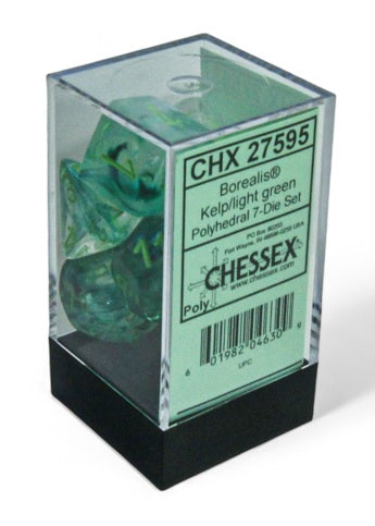Chessex Borealis: Polyhedral Kelp/light green Luminary 7-Die Set | Dragon's Lair Comics and Fantasy Houston TX
