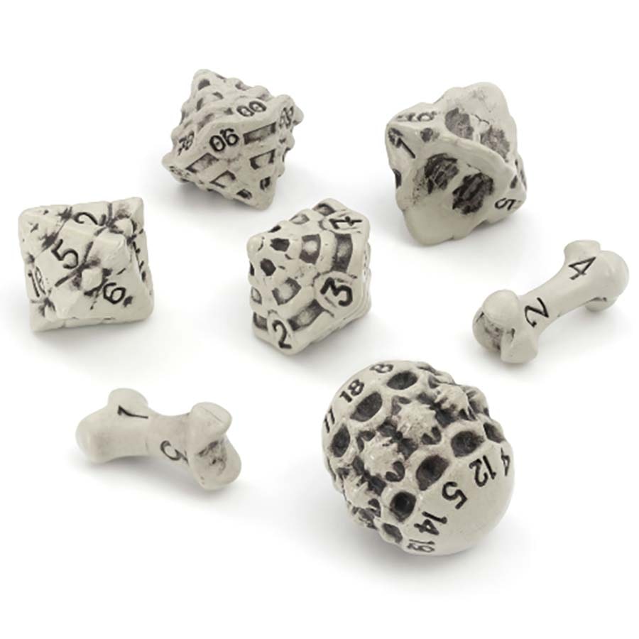 Lynx Skull and Bones Poly 7 Dice Set White | Dragon's Lair Comics and Fantasy Houston TX