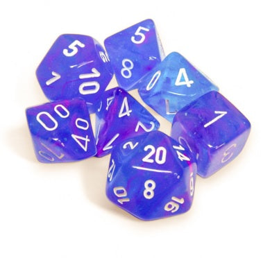 Chessex Nebula: Polyhedral Aura/white Luminary 7-Die Set | Dragon's Lair Comics and Fantasy Houston TX