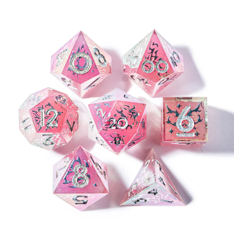 Dispel Dice Chrome Heart Sharp Poly 7 Set | Odin's Place