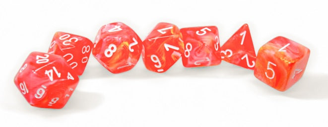 Chessex Festive: Polyhedral Dahlia/white Luminary 7-Die Set | Dragon's Lair Comics and Fantasy Houston TX