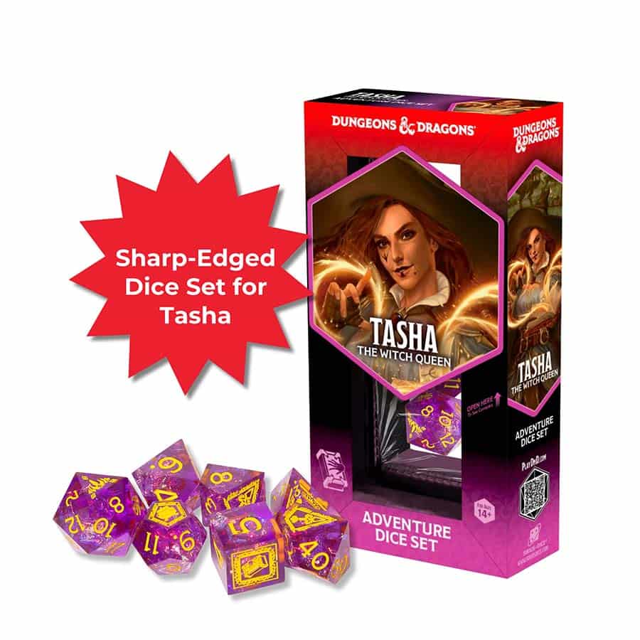 Dungeons & Dragons: Adventurer Dice: Tasha the Witch Queen Sharp Edged Dice Set | Dragon's Lair Comics and Fantasy Houston TX