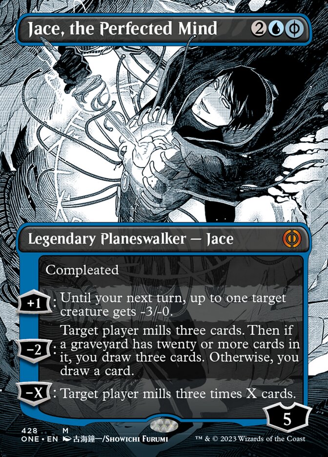 Jace, the Perfected Mind (Borderless Manga Step-and-Compleat Foil) [Phyrexia: All Will Be One] | Dragon's Lair Comics and Fantasy Houston TX