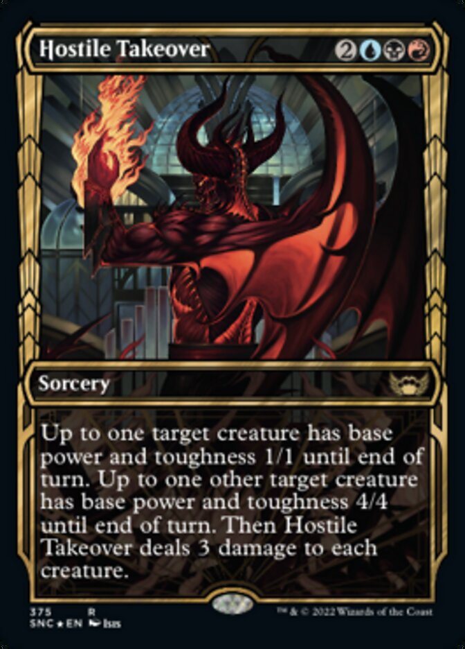 Hostile Takeover (Showcase Golden Age Gilded Foil) [Streets of New Capenna] | Dragon's Lair Comics and Fantasy Houston TX