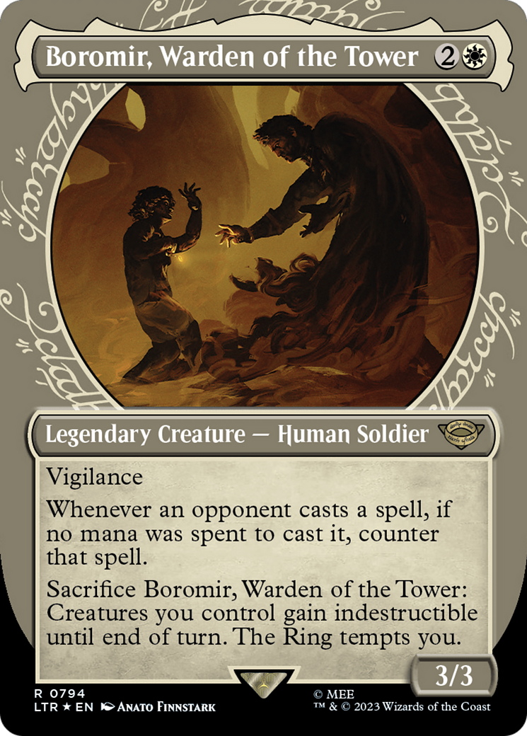 Boromir, Warden of the Tower (Showcase) (Surge Foil) [The Lord of the Rings: Tales of Middle-Earth] | Dragon's Lair Comics and Fantasy Houston TX