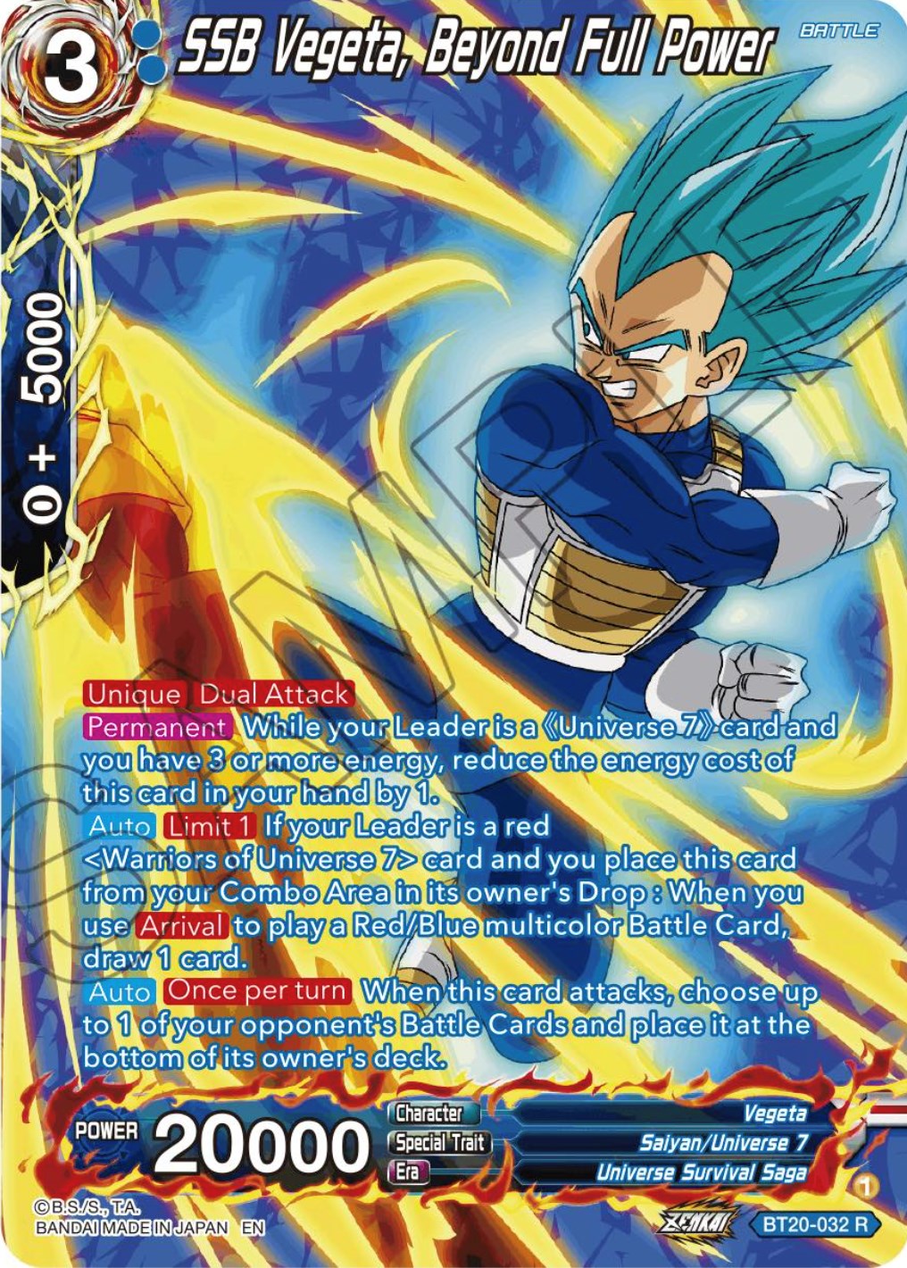 SSB Vegeta, Beyond Full Power (Silver Foil) (BT20-032) [Power Absorbed] | Dragon's Lair Comics and Fantasy Houston TX