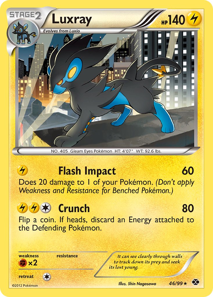 Luxray (46/99) (Cracked Ice Holo) (Blister Exclusive) [Black & White: Next Destinies] | Dragon's Lair Comics and Fantasy Houston TX