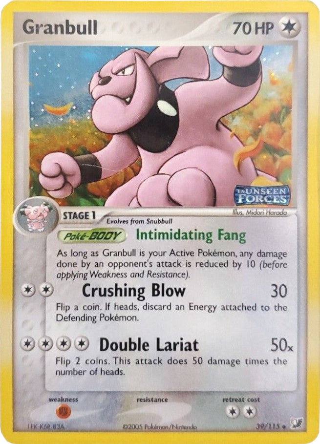 Granbull (39/115) (Stamped) [EX: Unseen Forces] | Dragon's Lair Comics and Fantasy Houston TX