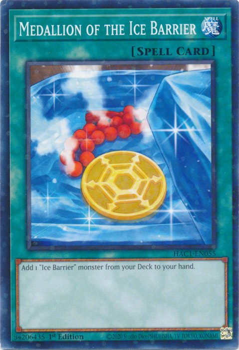 Medallion of the Ice Barrier (Duel Terminal) [HAC1-EN055] Parallel Rare | Dragon's Lair Comics and Fantasy Houston TX
