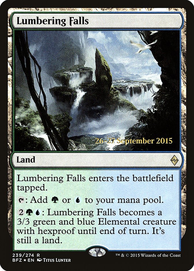Lumbering Falls [Battle for Zendikar Prerelease Promos] | Dragon's Lair Comics and Fantasy Houston TX