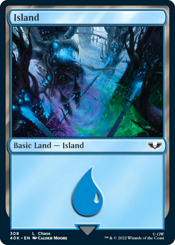 Island (308) (Surge Foil) [Warhammer 40,000] | Dragon's Lair Comics and Fantasy Houston TX