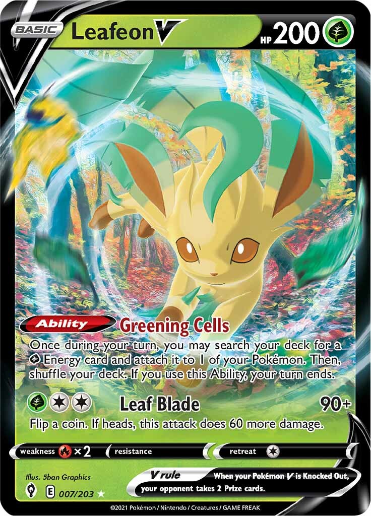 Leafeon V (007/203) [Sword & Shield: Evolving Skies] | Dragon's Lair Comics and Fantasy Houston TX