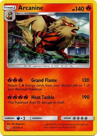 Arcanine (22/214) (Cosmos Holo) [Sun & Moon: Unbroken Bonds] | Dragon's Lair Comics and Fantasy Houston TX