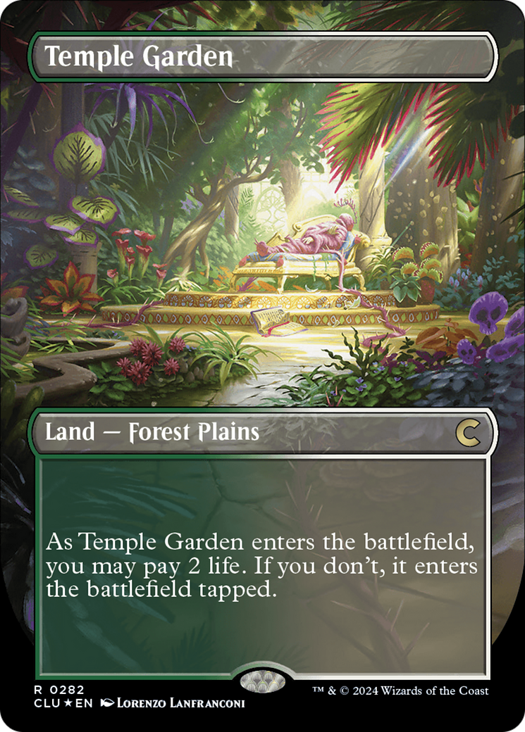 Temple Garden (Borderless) [Ravnica: Clue Edition] | Dragon's Lair Comics and Fantasy Houston TX
