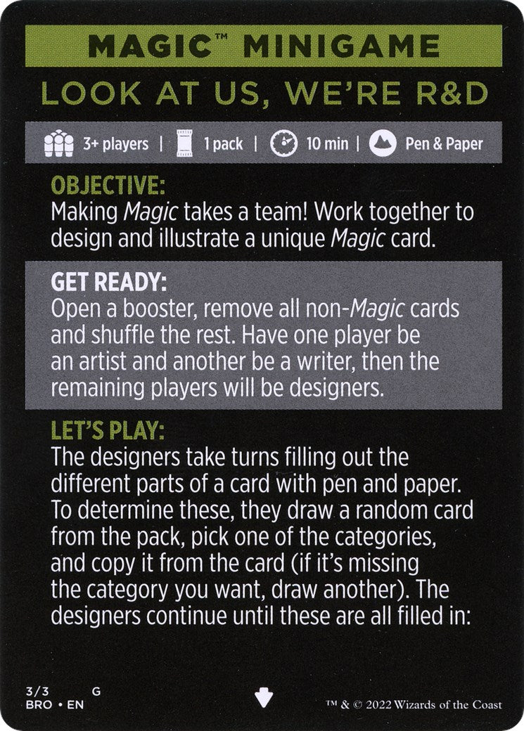 Look at Us, We're R&D (Magic Minigame) [The Brothers' War Minigame] | Dragon's Lair Comics and Fantasy Houston TX