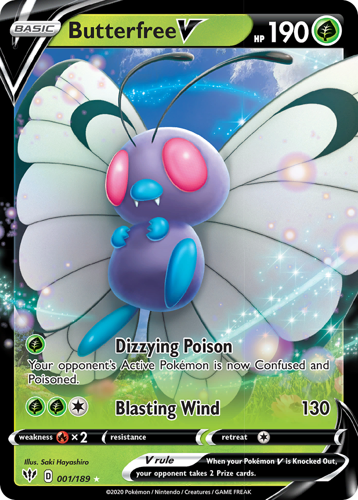 Butterfree V (001/189) [Sword & Shield: Darkness Ablaze] | Dragon's Lair Comics and Fantasy Houston TX