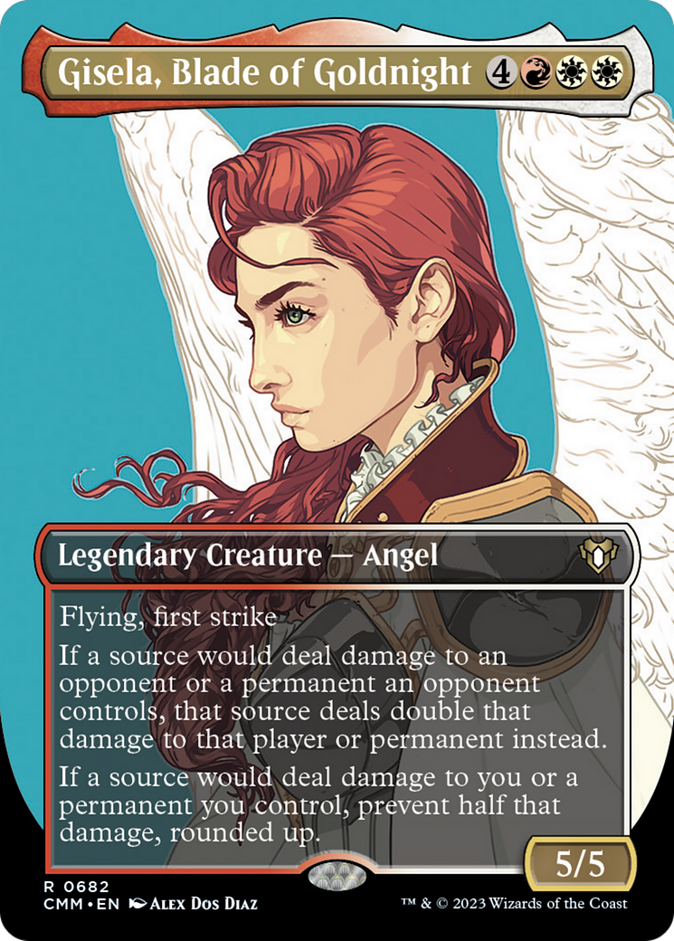 Gisela, Blade of Goldnight (Borderless Profile) [Commander Masters] | Dragon's Lair Comics and Fantasy Houston TX