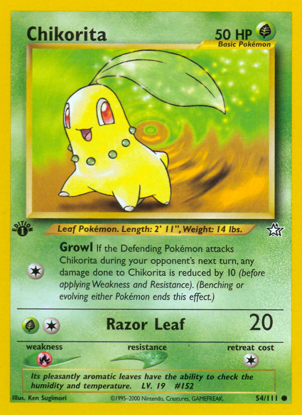 Chikorita (54/111) [Neo Genesis 1st Edition] | Dragon's Lair Comics and Fantasy Houston TX