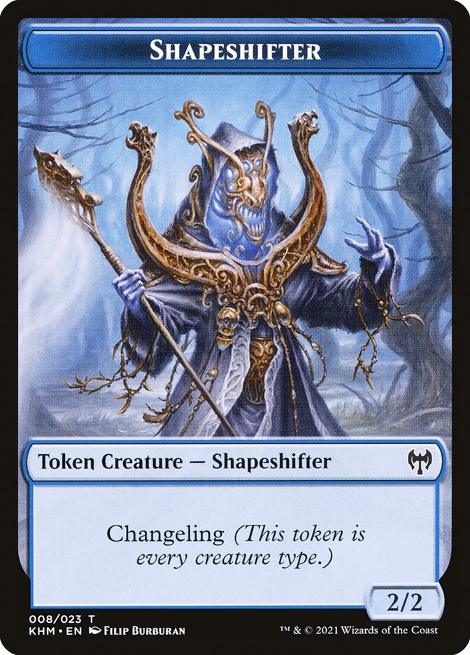 Human Warrior // Shapeshifter Double-Sided Token [Kaldheim Tokens] | Dragon's Lair Comics and Fantasy Houston TX