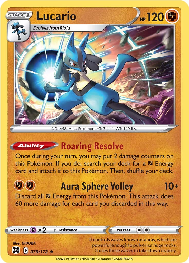 Lucario (079/172) (Theme Deck Exclusive) [Sword & Shield: Brilliant Stars] | Dragon's Lair Comics and Fantasy Houston TX