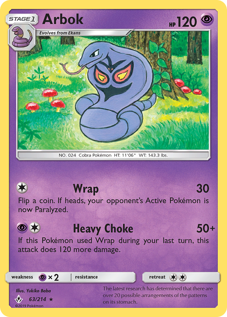 Arbok (63/214) [Sun & Moon: Unbroken Bonds] | Dragon's Lair Comics and Fantasy Houston TX