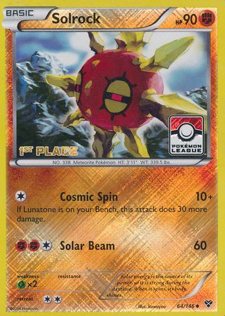 Solrock (64/146) (1st Place League Challenge Promo) [XY: Base Set] | Dragon's Lair Comics and Fantasy Houston TX