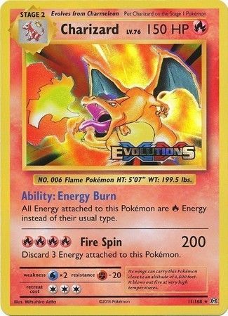 Charizard (11/108) (XY Evolutions Prerelease) [XY: Black Star Promos] | Dragon's Lair Comics and Fantasy Houston TX