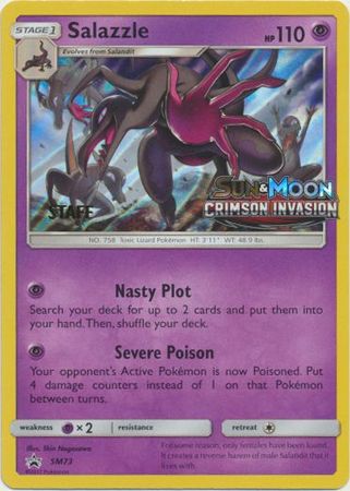 Salazzle (SM73) (Staff Prerelease Promo) [Sun & Moon: Black Star Promos] | Dragon's Lair Comics and Fantasy Houston TX