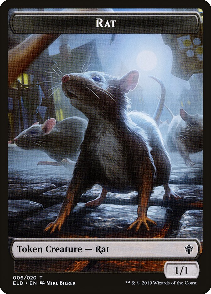 Rat Token [Throne of Eldraine Tokens] | Dragon's Lair Comics and Fantasy Houston TX