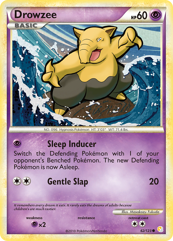 Drowzee (62/123) [HeartGold & SoulSilver: Base Set] | Dragon's Lair Comics and Fantasy Houston TX
