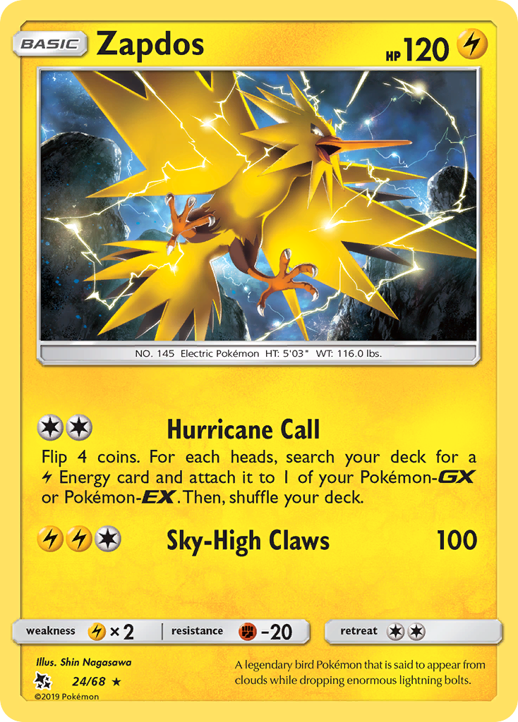 Zapdos (24/68) [Sun & Moon: Hidden Fates] | Dragon's Lair Comics and Fantasy Houston TX