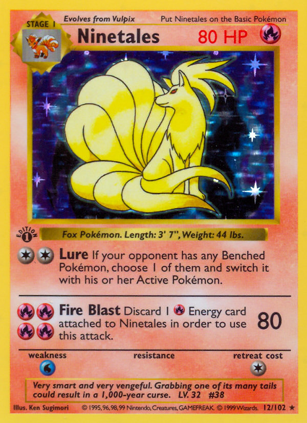 Ninetales (12/102) (Shadowless) [Base Set 1st Edition] | Dragon's Lair Comics and Fantasy Houston TX