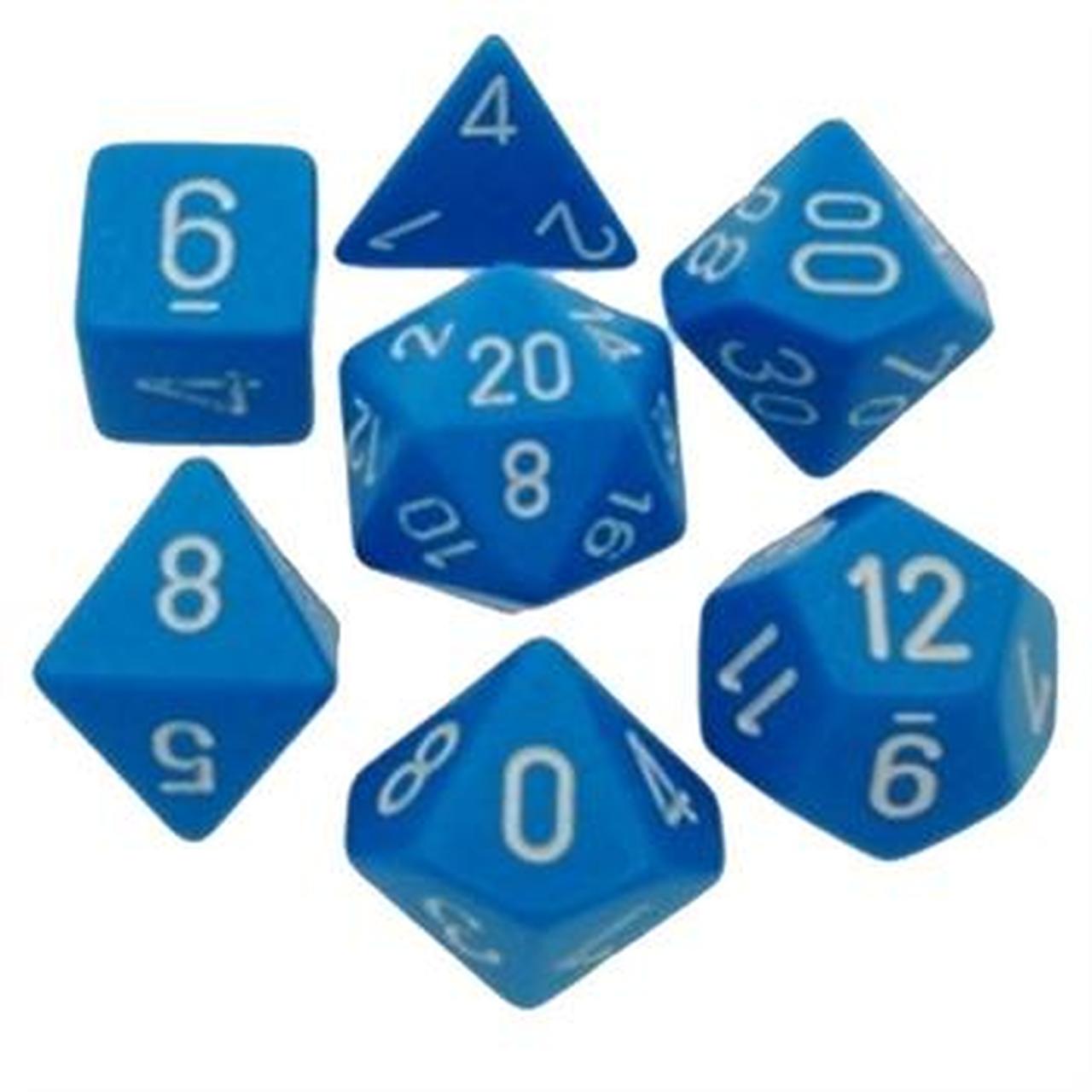 Chessex Opaque Poly Set Light Blue/White Poly 7 Set | Dragon's Lair Comics and Fantasy Houston TX