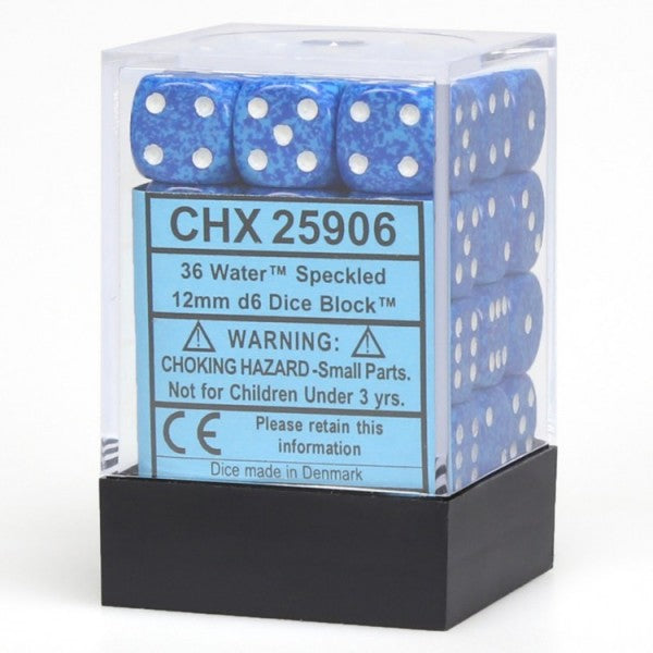 Chessex Water Elemental 12mm D6 Dice Block 36 ct | Dragon's Lair Comics and Fantasy Houston TX