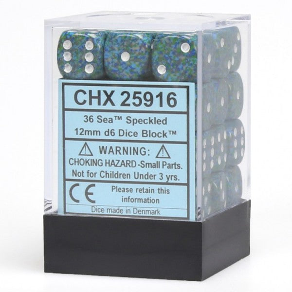 Chessex Speckled Sea 12mm D6 Block 36 ct | Dragon's Lair Comics and Fantasy Houston TX