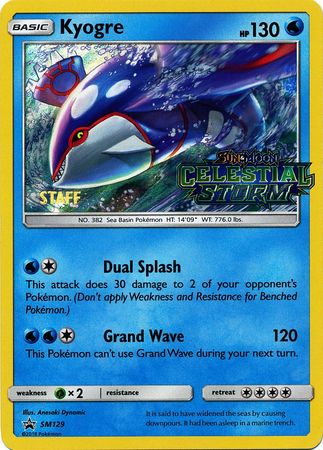 Kyogre (SM129) (Staff Prerelease Promo) [Sun & Moon: Black Star Promos] | Dragon's Lair Comics and Fantasy Houston TX