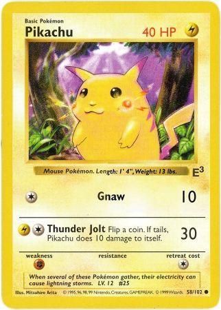 Pikachu (58/102) (E3 Stamped Promo with Red Cheeks) [Miscellaneous Cards] | Dragon's Lair Comics and Fantasy Houston TX