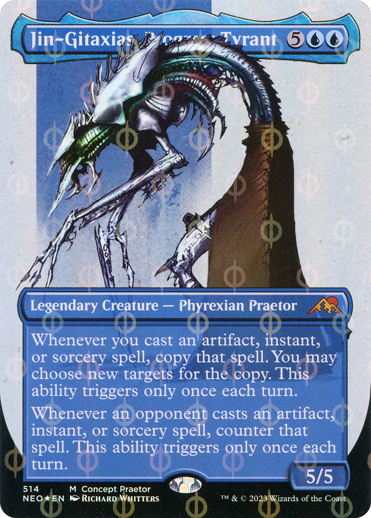 Jin-Gitaxias, Progress Tyrant (Borderless Concept Praetors Step-and-Compleat Foil) [Phyrexia: All Will Be One] | Dragon's Lair Comics and Fantasy Houston TX