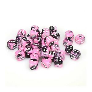 Chessex Gemini 2 12mm D6 Black Pink/White 36 ct | Dragon's Lair Comics and Fantasy Houston TX