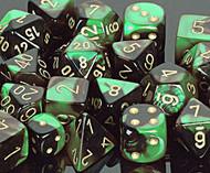 Chessex Gemini 4 12mm D6 Black Green/Gold 36 ct | Dragon's Lair Comics and Fantasy Houston TX