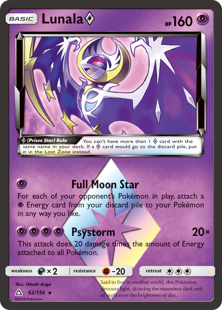 Lunala (62/156) (Prism Star) [Sun & Moon: Ultra Prism] | Dragon's Lair Comics and Fantasy Houston TX