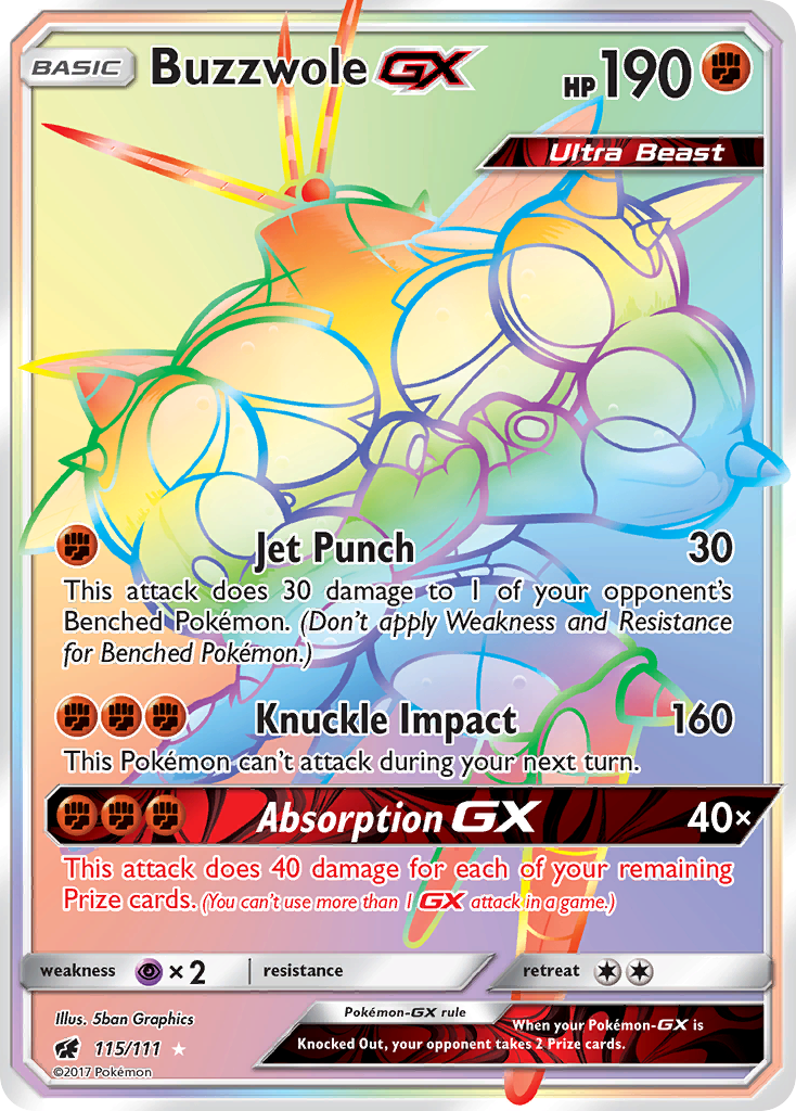 Buzzwole GX (115/111) [Sun & Moon: Crimson Invasion] | Dragon's Lair Comics and Fantasy Houston TX