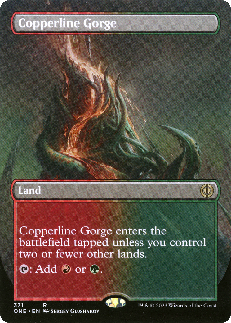 Copperline Gorge (Borderless Alternate Art) [Phyrexia: All Will Be One] | Dragon's Lair Comics and Fantasy Houston TX
