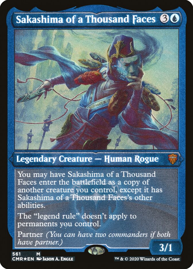 Sakashima of a Thousand Faces (Etched) [Commander Legends] | Dragon's Lair Comics and Fantasy Houston TX